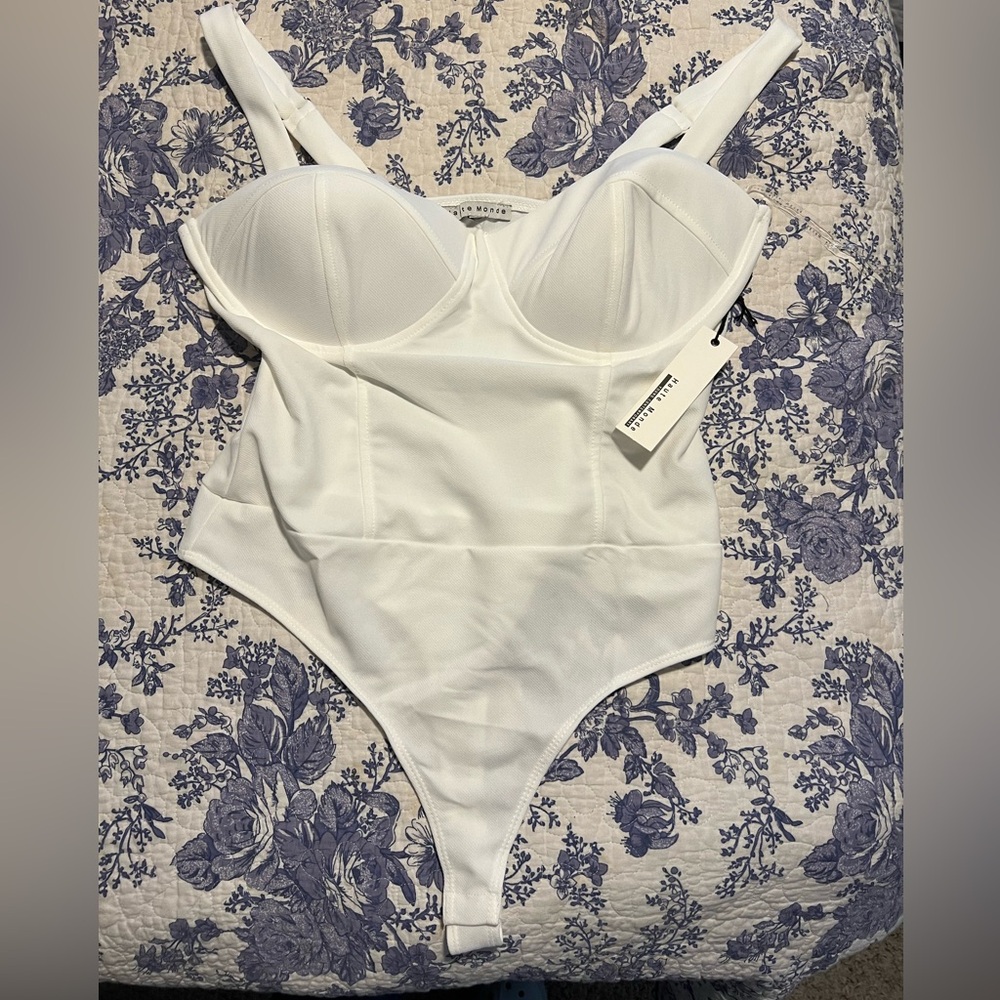 Haute Monde white thong bodysuit XL